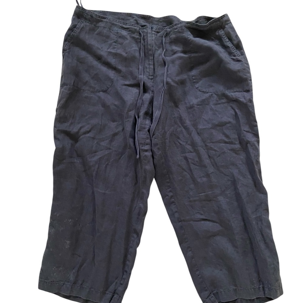 Eileen Fisher 100% Irish linen Pants, two pockets, zipper, drawstring, size XL